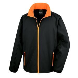 Result Mens Core Printable Softshell Jacket / Black / Orange